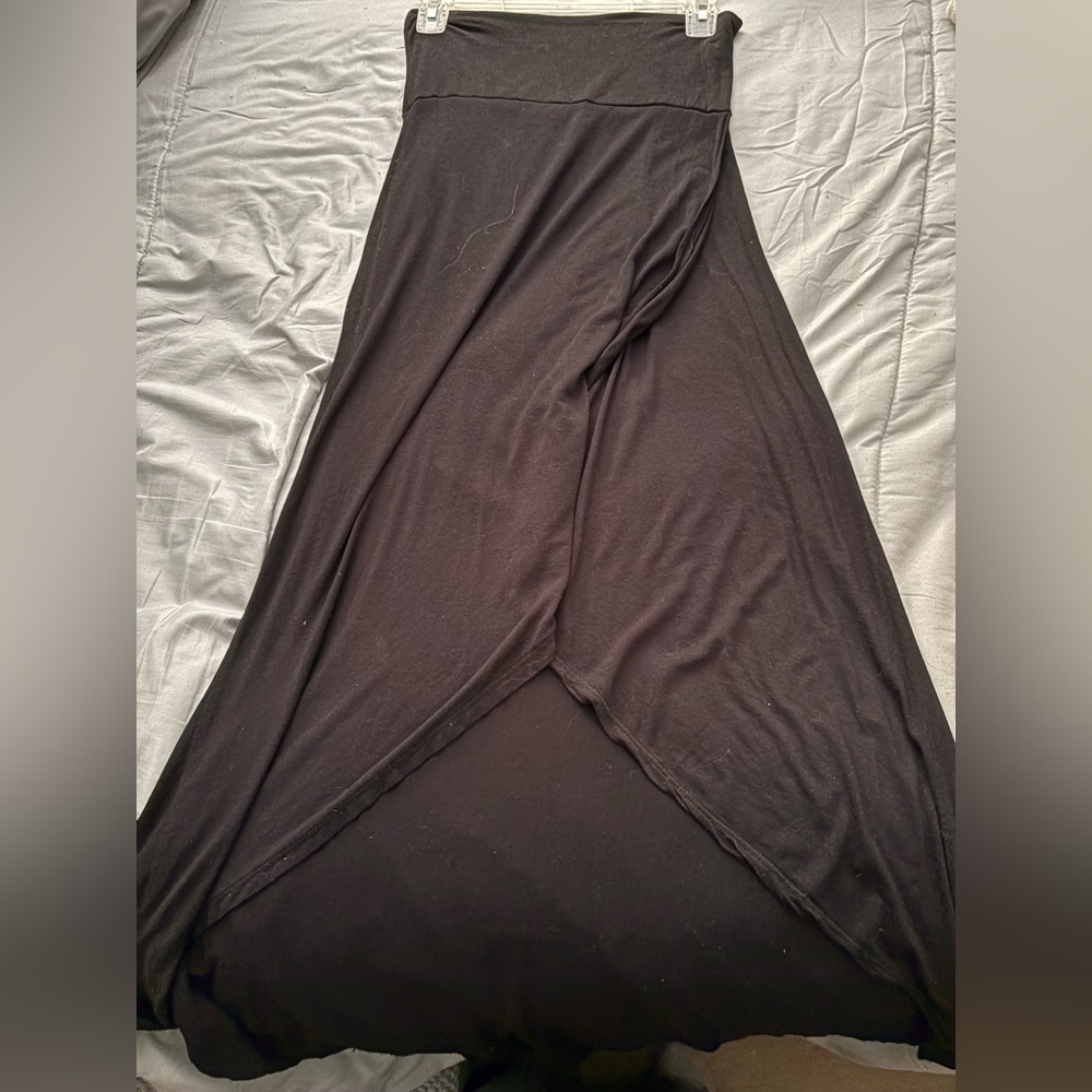 Flowy black high low skirt.